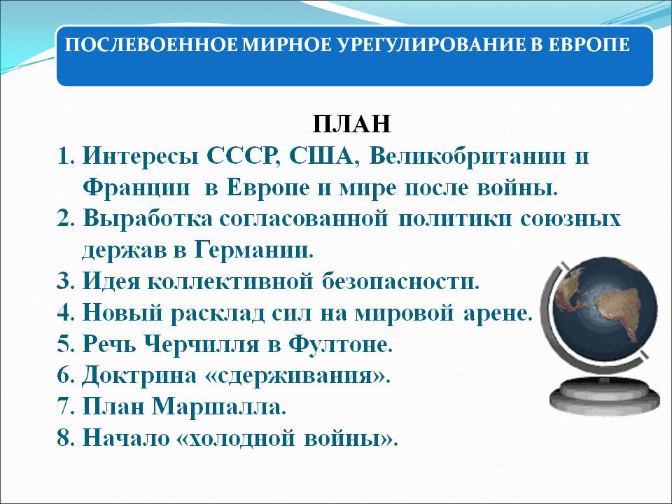 Послевоенное мирное урегулирование в европе